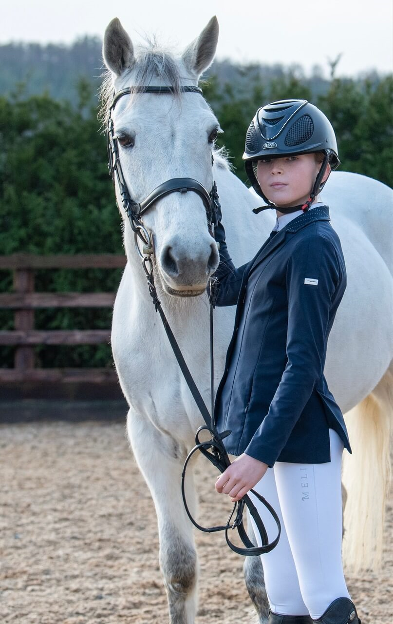 White Competition Breeches by Meliora Equestrian perfect for younger riders - photo of breeches