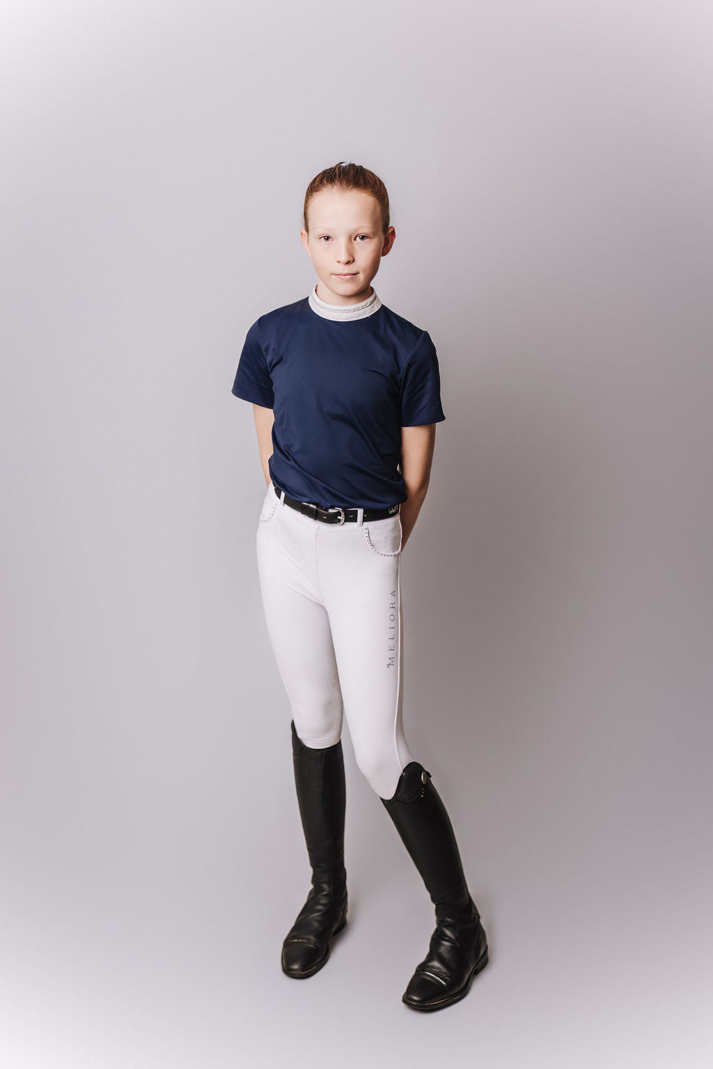 White Competition Breeches by Meliora Equestrian perfect for younger riders - photo of Breeches