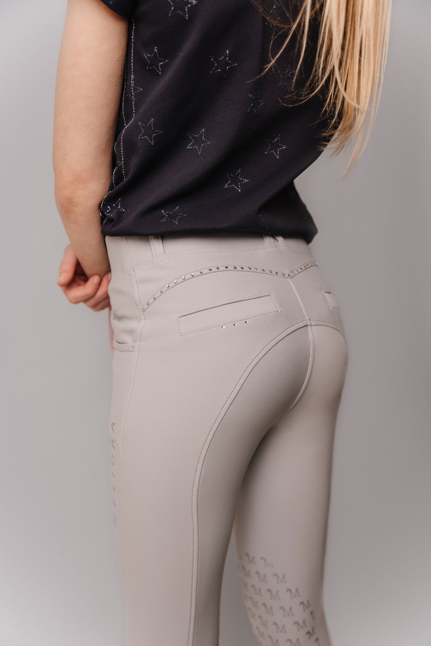 Grey Competition Breeches by Meliora Equestrian perfect for younger riders - photo of breeches